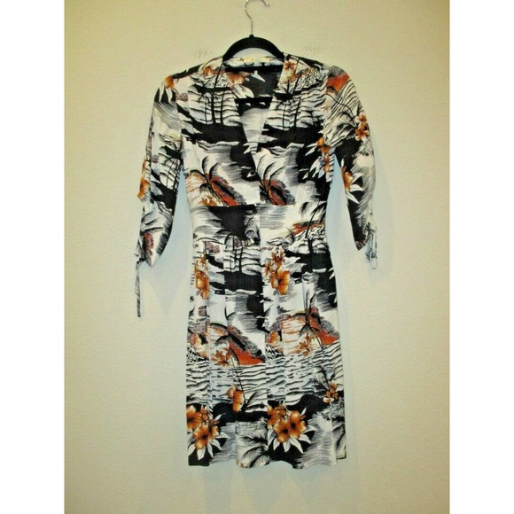 Maje Dress Tropical Print Button Front 3/4 Sleeves- Size 1 (small) - Picture 1 of 4